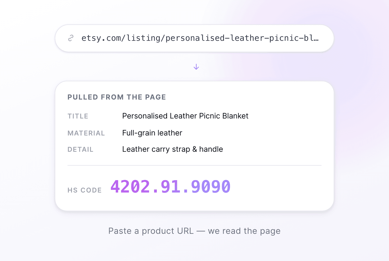 Paste a product URL — we read the page
